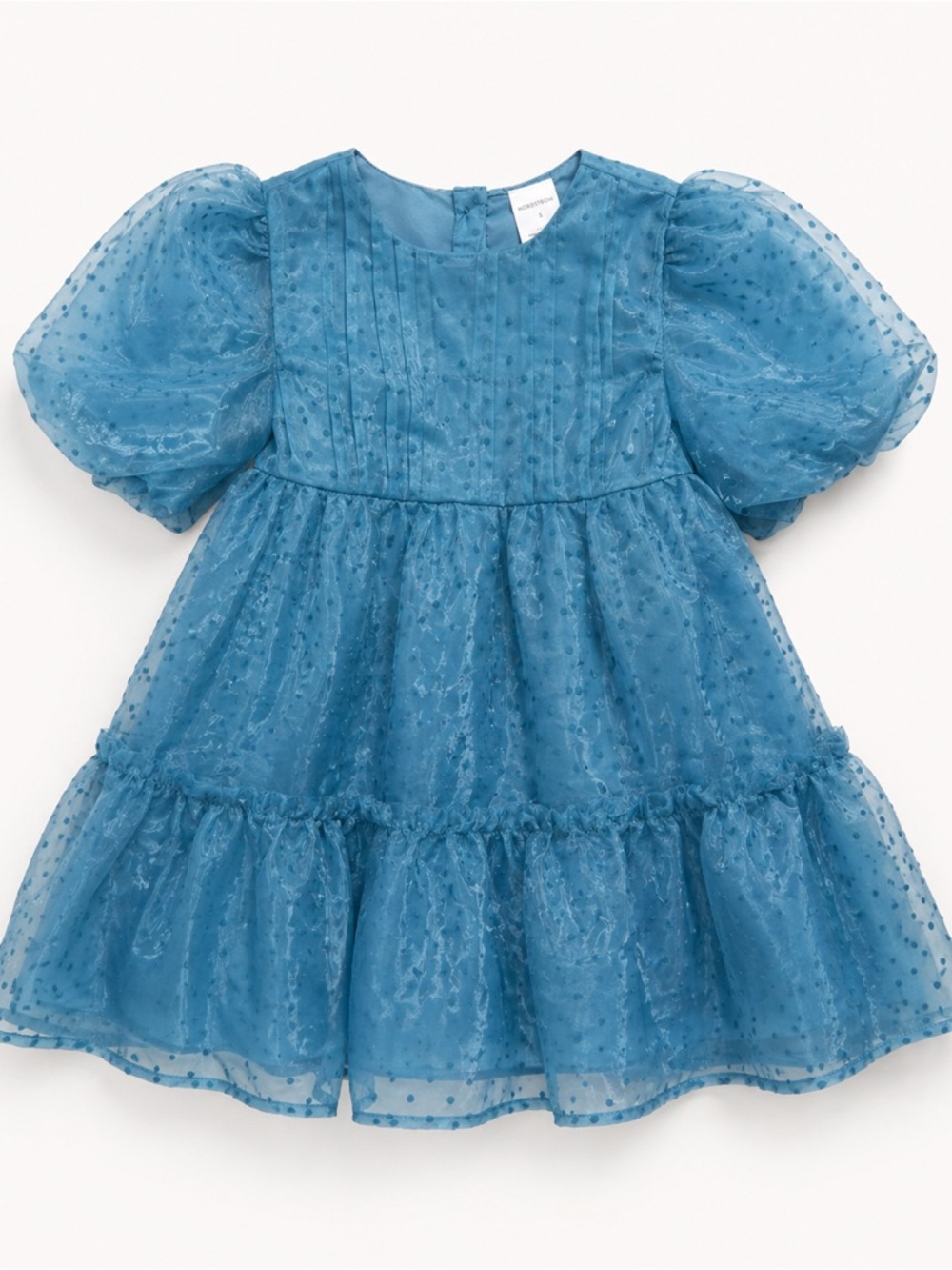Nordstrom Girls Blue Swiss Dot Puff Sleeve Dress Size 3